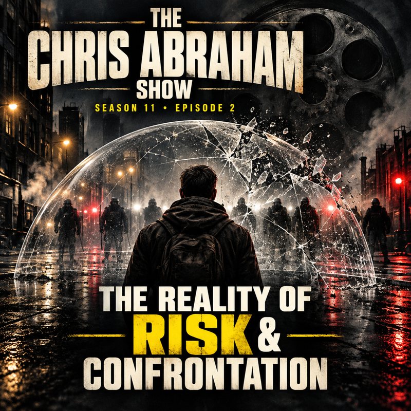 A man in a cracking glass dome faces riot police: "The Reality of Risk & Confrontation," Season 11, Episode 2.