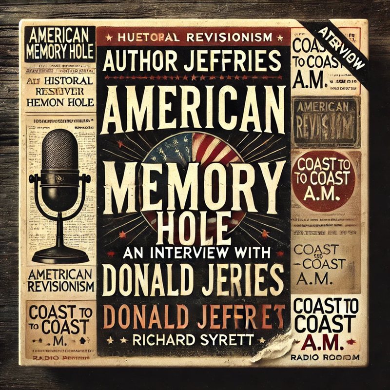 Retro poster, "American Memory Hole: An Interview with Donald Jeffries," Coast to Coast AM, with Richard Syrett.