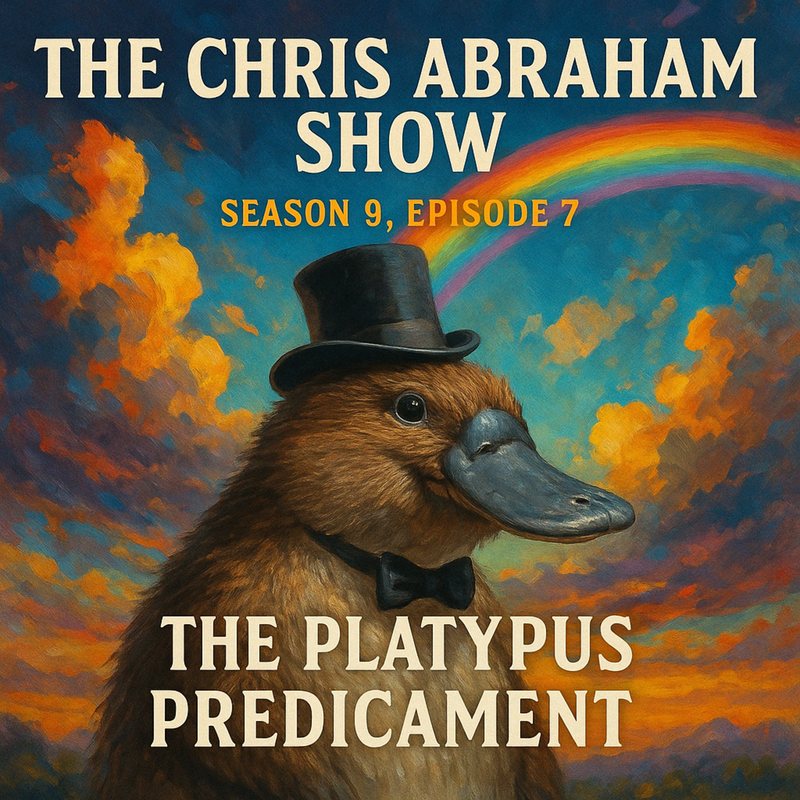 Cover of a platypus in a top hat and bow tie under a rainbow: "The Platypus Predicament," Season 9, Episode 7.