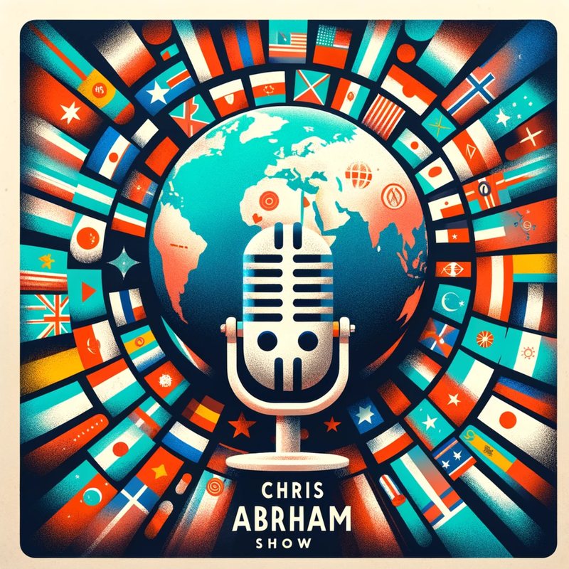 Illustrated cover: a studio microphone in front of a globe, ringed by world flags.