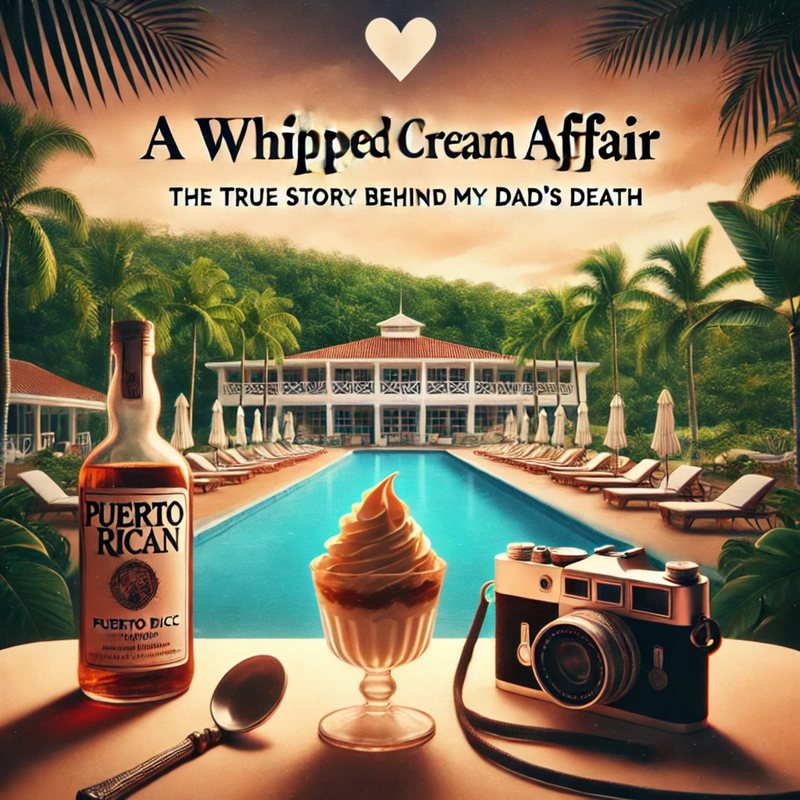 Illustrated cover, "A Whipped Cream Affair": a resort pool, Puerto Rican rum, a sundae and a camera.